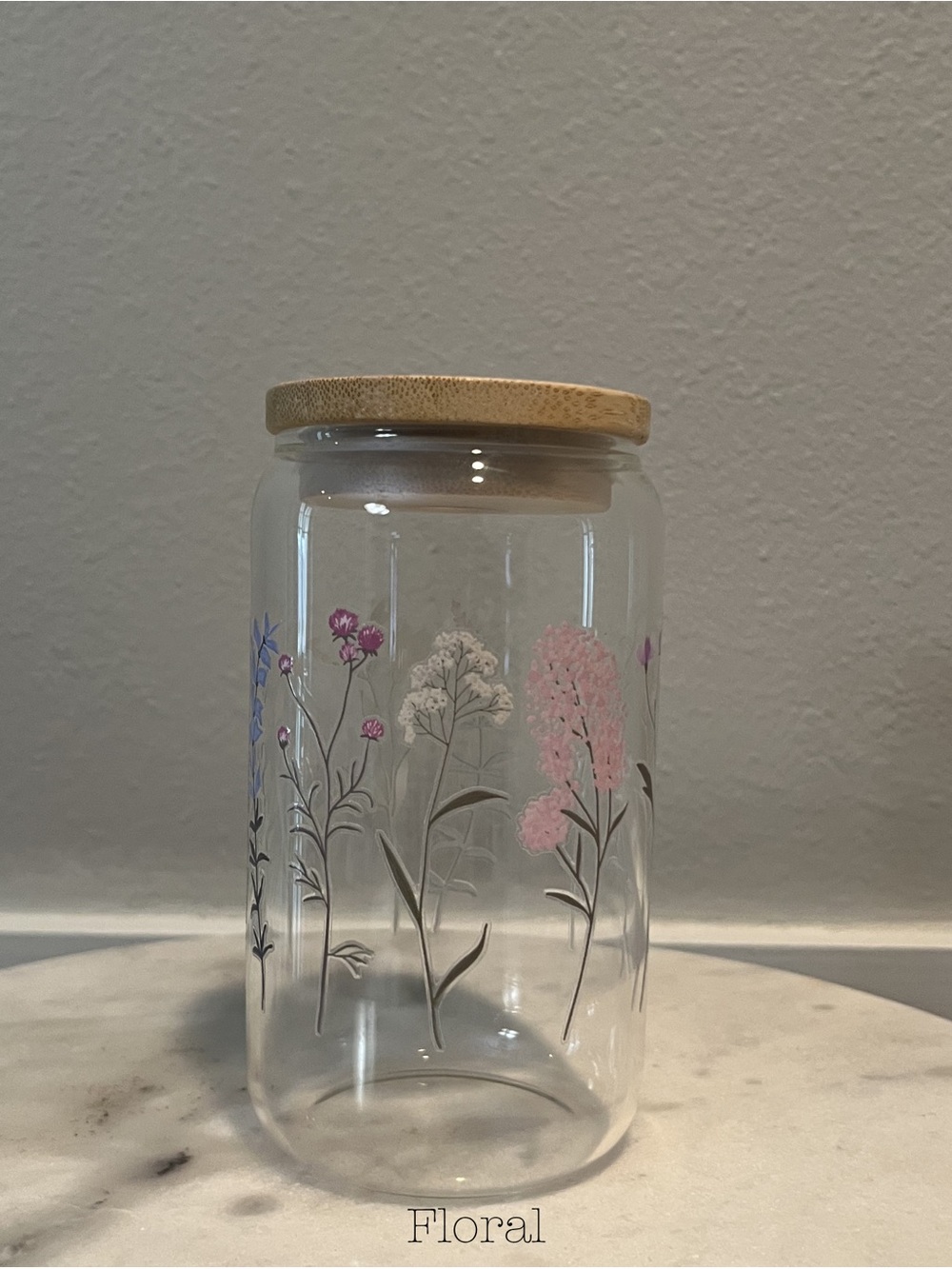 Floral Glass Tumbler cup